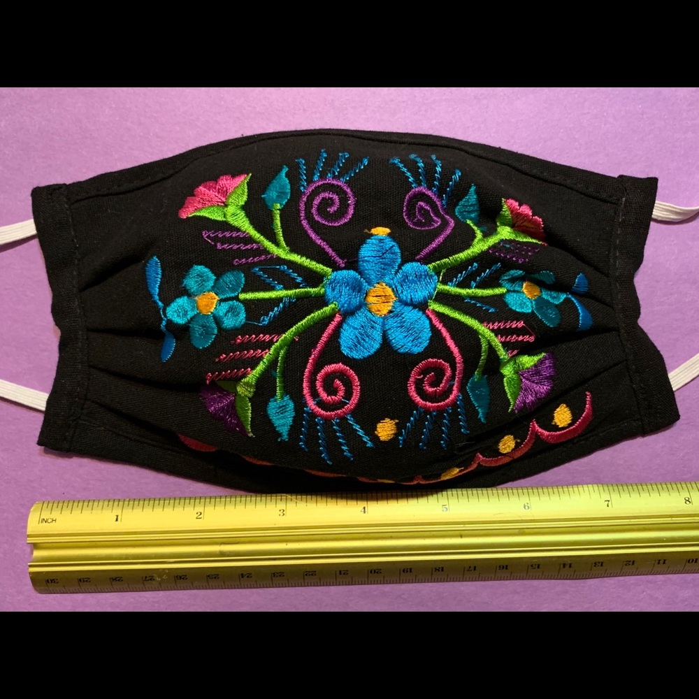 Mexican embroidered 3-layer mask, approx. 8”X 5.5”